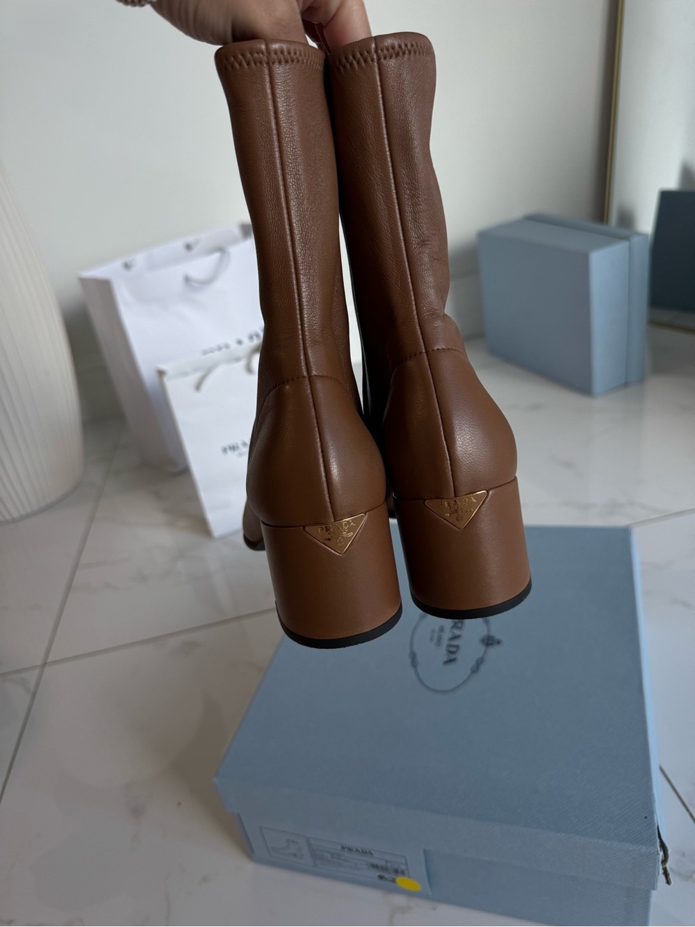55mm Nappa Caramel Heel Boots